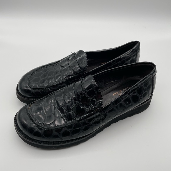 Donald J. Pliner women’s croc embossed black Hope slip on loafer in size 8 - Picture 2 of 10